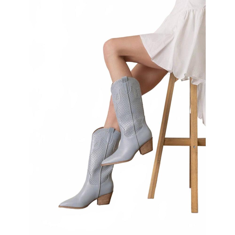 NEW OASIS SOCIETY women's the gabby perforated western boot in blue - Picture 2 of 7